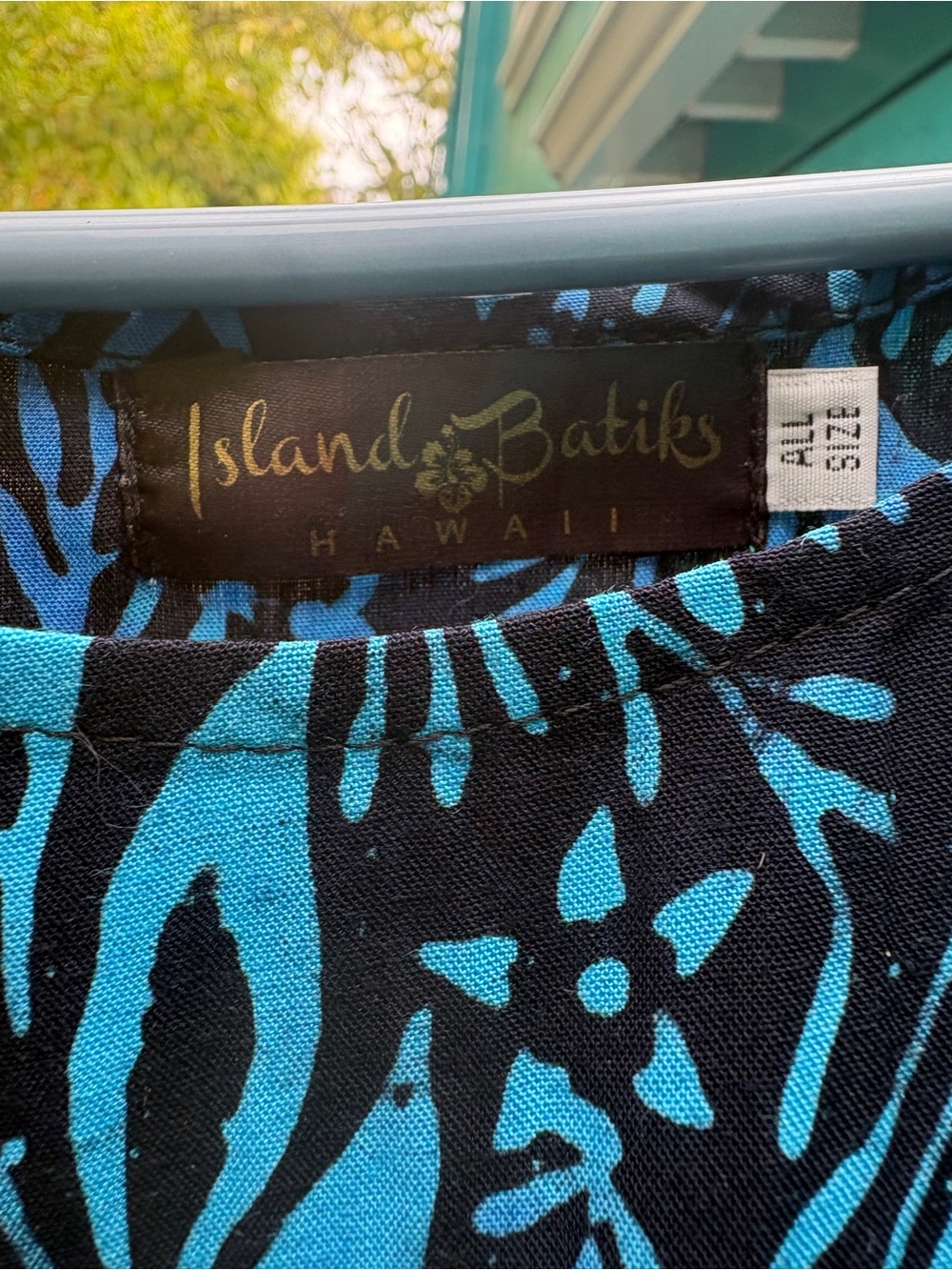 Ladies Blue & Black tropical batik long dress from Hawaii